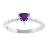 14K Gold Trillion Natural Amethyst & Natural Diamond Accented Ring – 3x3mm - White Gold - view 3