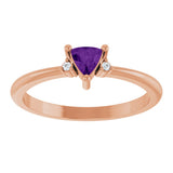 14K Gold Trillion Natural Amethyst & Natural Diamond Accented Ring – 3x3mm - Rose Gold - view 3
