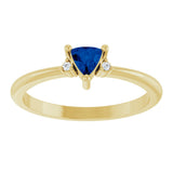 14K Gold Trillion Lab-Grown Blue Sapphire & Natural Diamond Accented Ring - Yellow Gold - view 3