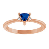 14K Gold Trillion Natural Blue Sapphire & Natural Diamond Accented Ring - Rose Gold - view 3