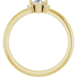 14K Gold Trillion Natural White Sapphire & Natural Diamond Accented Ring - Yellow Gold - view 2