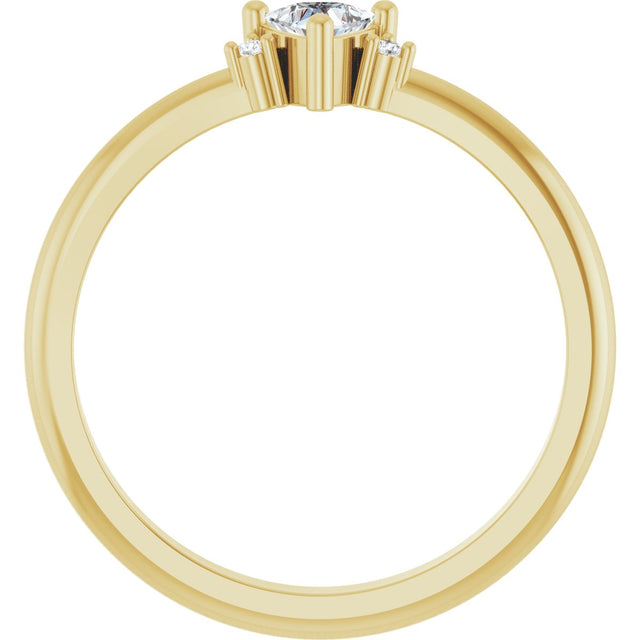 14K Gold Trillion Natural White Sapphire & Natural Diamond Accented Ring - Yellow Gold - view 2