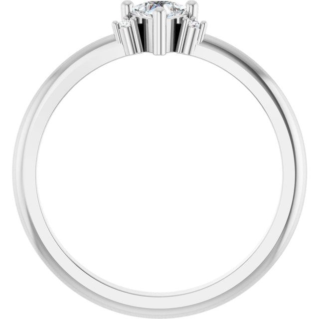 Platinum Trillion Natural White Sapphire & Natural Diamond Accented Ring - view 2