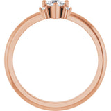 14K Gold Trillion Natural White Sapphire & Natural Diamond Accented Ring - Rose Gold - view 2