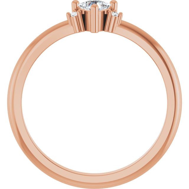 14K Gold Trillion Natural White Sapphire & Natural Diamond Accented Ring - Rose Gold - view 2