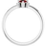 Platinum Trillion Natural Mozambique Garnet & Natural Diamond Accented Ring - view 2