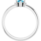 14K Gold Trillion Natural Aquamarine & Natural Diamond Accented Ring - White Gold - view 2