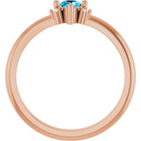 14K Gold Trillion Natural Aquamarine & Natural Diamond Accented Ring - Rose Gold - view 2
