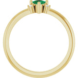 14K Gold Trillion Lab-Grown Emerald & Natural Diamond Accented Ring - Yellow Gold - view 2