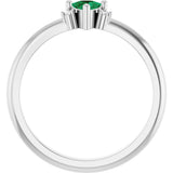 Platinum Trillion Lab-Grown Emerald & Natural Diamond Accented Ring - view 2