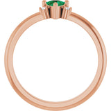 14K Gold Trillion Lab-Grown Emerald & Natural Diamond Accented Ring - Rose Gold - view 2