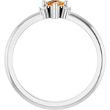 14K Gold Trillion Natural Citrine & Natural Diamond Accented Ring - White Gold - view 2