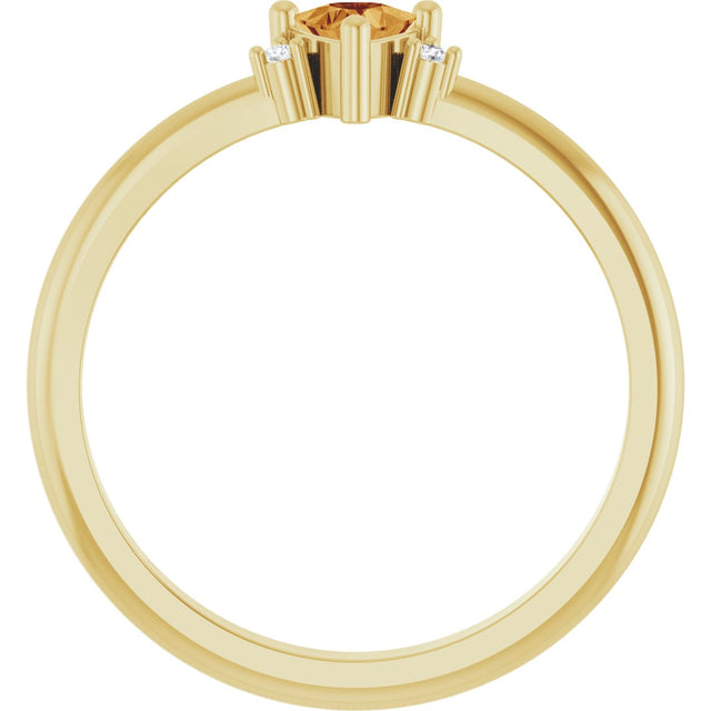 14K Gold Trillion Natural Citrine & Natural Diamond Accented Ring - Yellow Gold - view 2