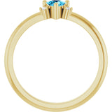 14K Gold Trillion Natural Aquamarine & Natural Diamond Accented Ring - Yellow Gold - view 2