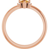 14K Gold Trillion Natural Citrine & Natural Diamond Accented Ring - Rose Gold - view 2