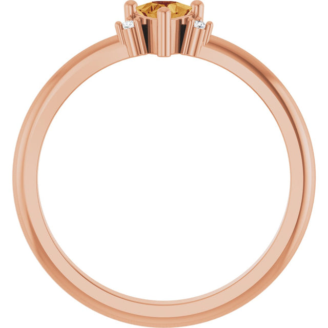 14K Gold Trillion Natural Citrine & Natural Diamond Accented Ring - Rose Gold - view 2