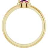 14K Gold Trillion Natural Pink Tourmaline & Natural Diamond Accented Ring - Yellow Gold - view 2