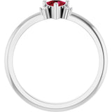 14K Gold Trillion Lab-Grown Ruby & Natural Diamond Accented Ring - White Gold - view 2