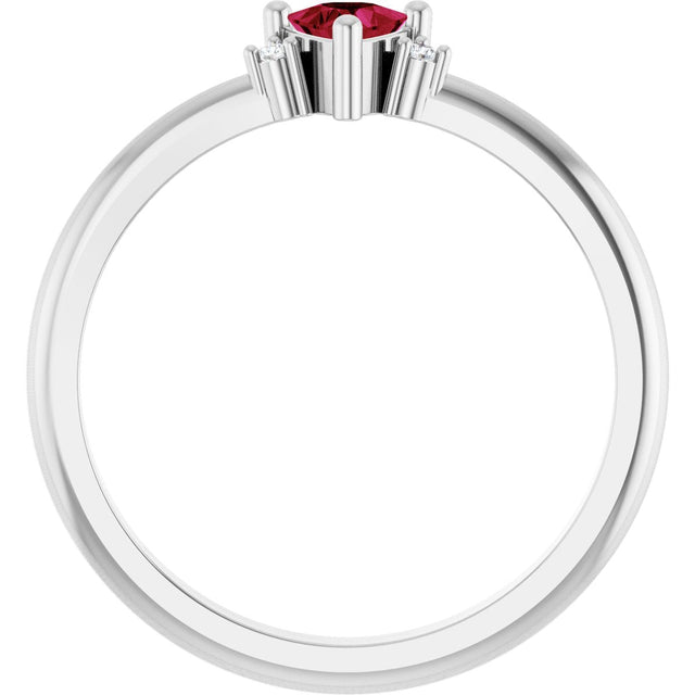 Platinum Trillion Lab-Grown Ruby & Natural Diamond Accented Ring - view 2