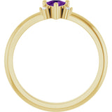 14K Gold Trillion Natural Amethyst & Natural Diamond Accented Ring – 3x3mm - Yellow Gold - view 2