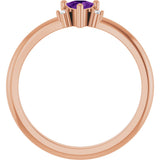 14K Gold Trillion Natural Amethyst & Natural Diamond Accented Ring – 3x3mm - Rose Gold - view 2