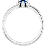 Platinum Trillion Lab-Grown Blue Sapphire & Natural Diamond Accented Ring - view 2