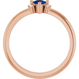 14K Gold Trillion Lab-Grown Blue Sapphire & Natural Diamond Accented Ring - Rose Gold - view 2