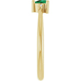 14K Gold Trillion Lab-Grown Emerald & Natural Diamond Accented Ring - Yellow Gold - view 4