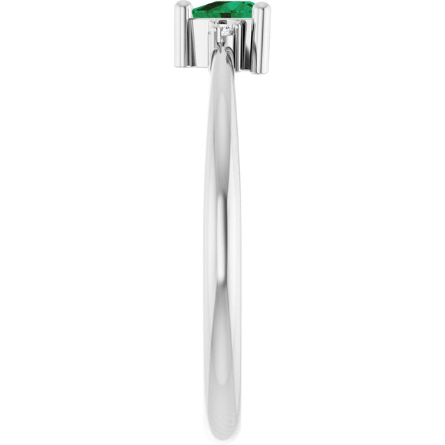 Platinum Trillion Natural Emerald & Natural Diamond Accented Ring - view 4
