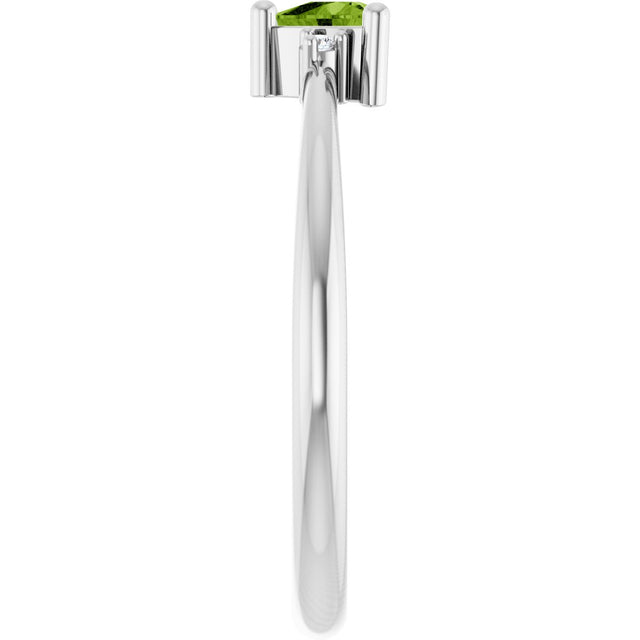 Platinum Trillion Natural Peridot & Natural Diamond Accented Ring - view 4