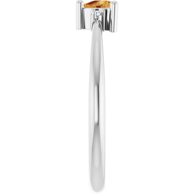 Platinum Trillion Natural Citrine & Natural Diamond Accented Ring - view 4