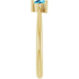 14K Gold Trillion Natural Aquamarine & Natural Diamond Accented Ring - Yellow Gold - view 4