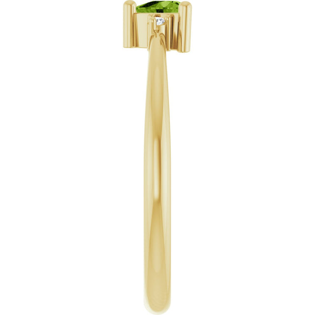 14K Gold Trillion Natural Peridot & Natural Diamond Accented Ring - Yellow Gold - view 4