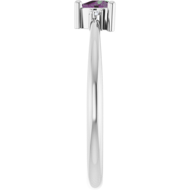 Platinum Trillion Lab-Grown Alexandrite & Natural Diamond Accented Ring - view 3