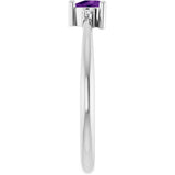 14K Gold Trillion Natural Amethyst & Natural Diamond Accented Ring – 3x3mm - White Gold - view 4