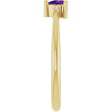 14K Gold Trillion Natural Amethyst & Natural Diamond Accented Ring – 3x3mm - Yellow Gold - view 4