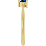 14K Gold Trillion Natural Blue Sapphire & Natural Diamond Accented Ring - Yellow Gold - view 4