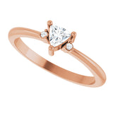 14K Gold Trillion Natural White Sapphire & Natural Diamond Accented Ring - Rose Gold - view 5
