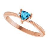 14K Gold Trillion Natural Aquamarine & Natural Diamond Accented Ring - Rose Gold - view 5