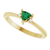 14K Gold Trillion Lab-Grown Emerald & Natural Diamond Accented Ring - Yellow Gold - view 5