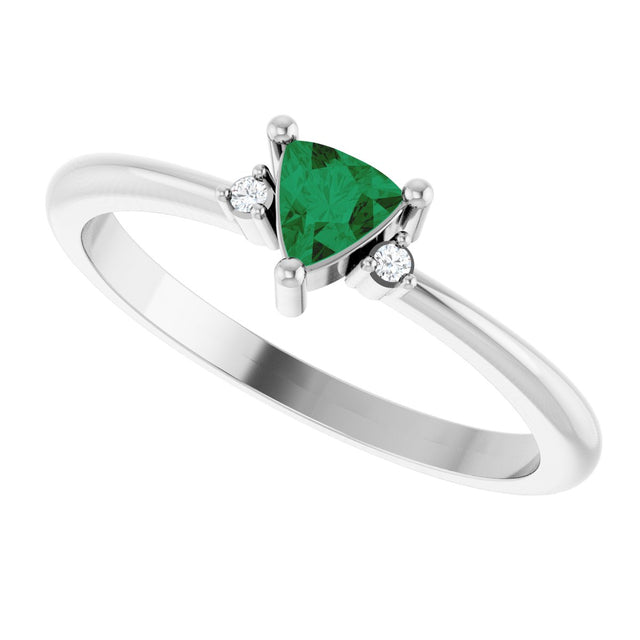 Platinum Trillion Lab-Grown Emerald & Natural Diamond Accented Ring - view 5