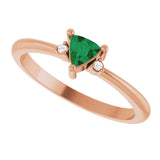 14K Gold Trillion Lab-Grown Emerald & Natural Diamond Accented Ring - Rose Gold - view 5