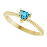 14K Gold Trillion Natural Aquamarine & Natural Diamond Accented Ring - Yellow Gold - view 5