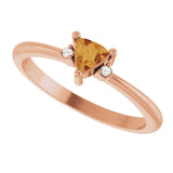 14K Gold Trillion Natural Citrine & Natural Diamond Accented Ring - Rose Gold - view 5