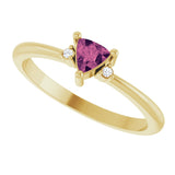 14K Gold Trillion Natural Pink Tourmaline & Natural Diamond Accented Ring - Yellow Gold - view 5