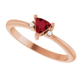 14K Gold Trillion Lab-Grown Ruby & Natural Diamond Accented Ring - Rose Gold - view 5