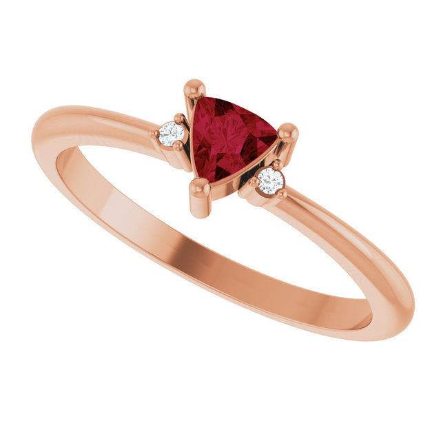 14K Gold Trillion Natural Ruby & Natural Diamond Accented Ring - Rose Gold - view 5