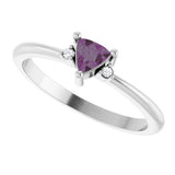 14K Gold Trillion Lab-Grown Alexandrite & Natural Diamond Accented Ring - White Gold - view 4