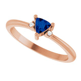 14K Gold Trillion Natural Blue Sapphire & Natural Diamond Accented Ring - Rose Gold - view 5