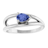 14K Gold Pear Natural Tanzanite Negative Space Solitaire Ring - White Gold - view 3